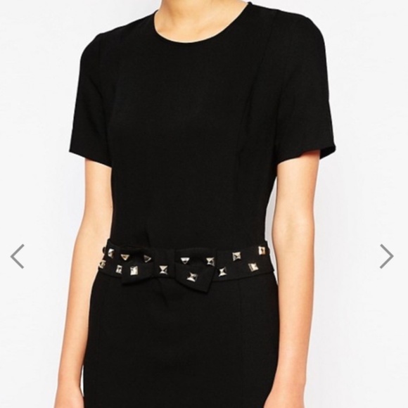 Moschino Black Studded Bow Belt Bodycon Dress - Picture 2 of 4